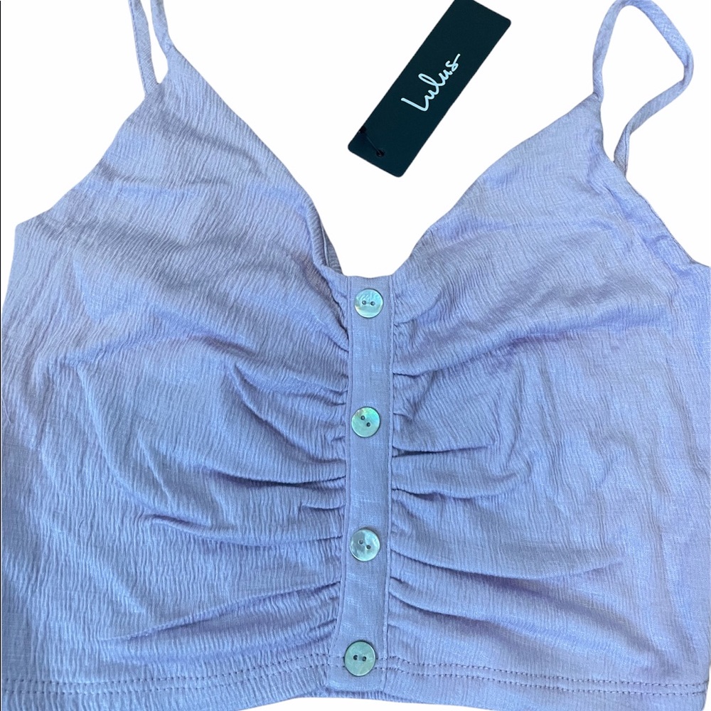 Lulu’s | Lavender Button-Front Cropped Tank Top - Picture 7 of 7
